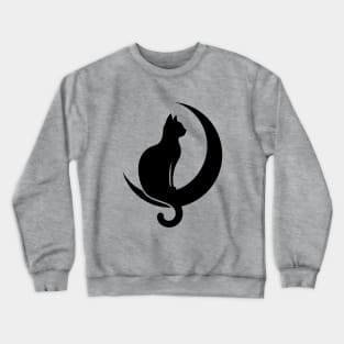 Cat Sitting on Crescent Moon Crewneck Sweatshirt